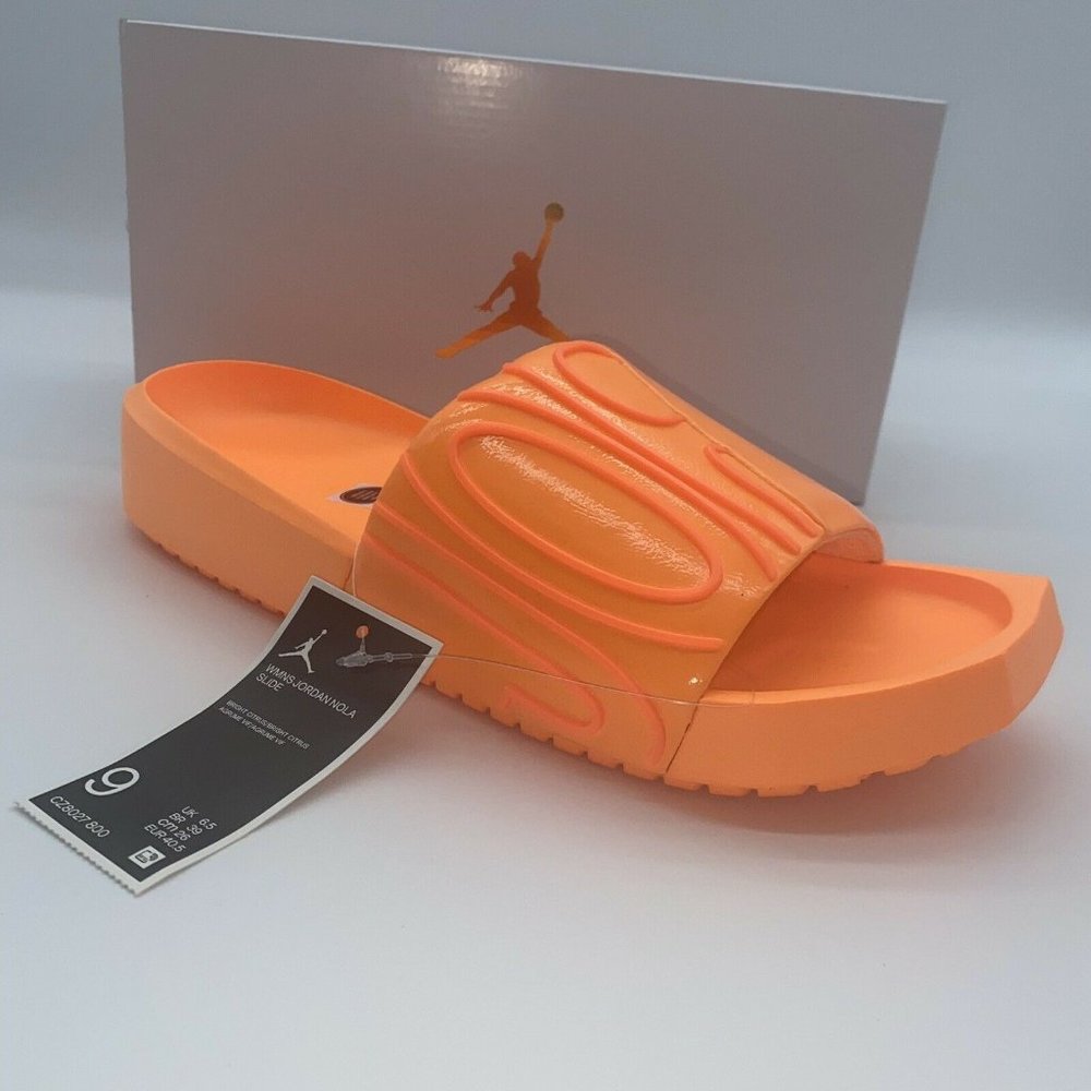 New Jordan Nola Foam Slides Womens Size 9 Bright Citrus CZ8027-800 Orange 9